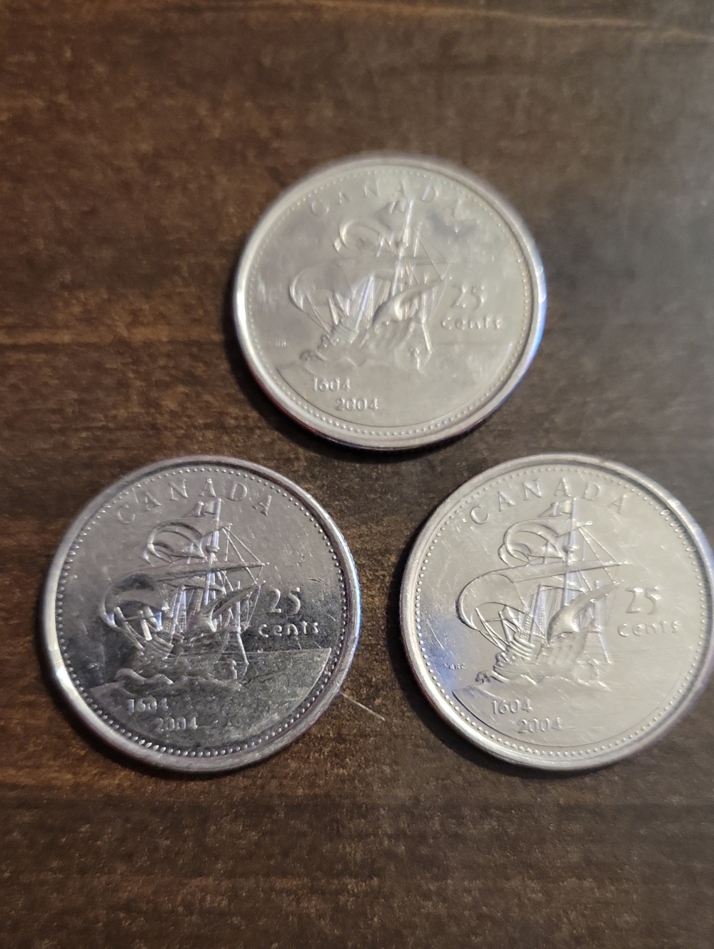 2004 Canadian 25 Cent Commerative Coins – Set of 3